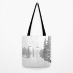 Empty Chairlift // Alone on the Mountain at Copper Whiteout Conditions Foggy Snowfall Tote Bag Gallery Image 2