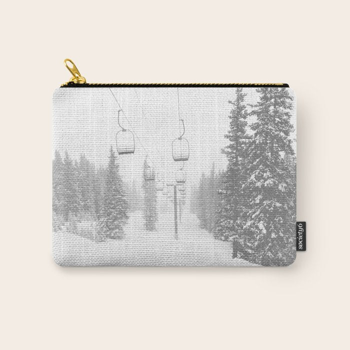 Empty Chairlift // Alone on the Mountain at Copper Whiteout Conditions Foggy Snowfall Carry All Pouch Gallery Image 1