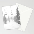 Empty Chairlift // Alone on the Mountain at Copper Whiteout Conditions Foggy Snowfall Stationery Card Gallery Image 2