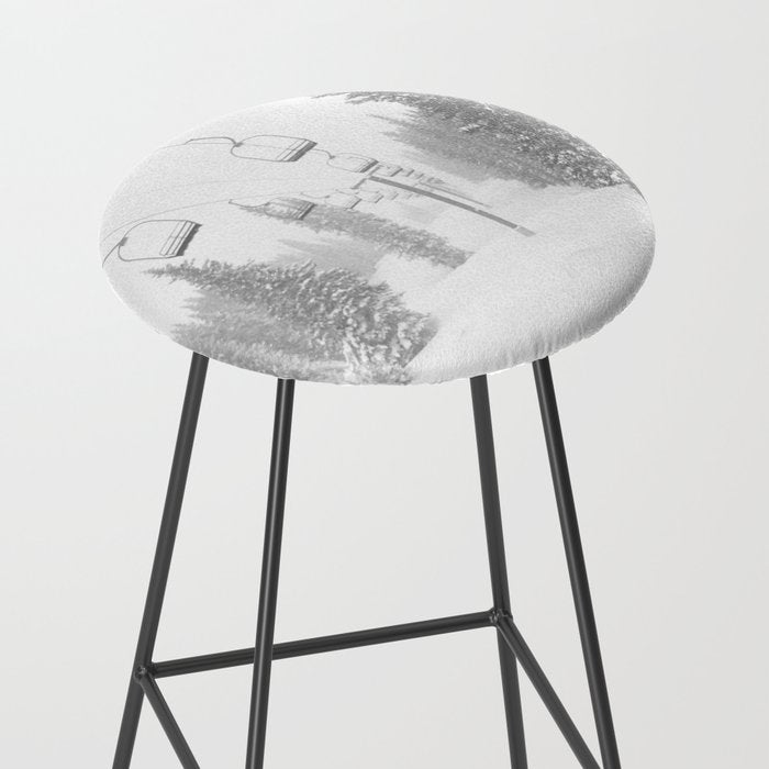 Empty Chairlift // Alone on the Mountain at Copper Whiteout Conditions Foggy Snowfall Stool Gallery Image 2