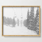 Empty Chairlift // Alone on the Mountain at Copper Whiteout Conditions Foggy Snowfall Serving Tray Gallery Image 1