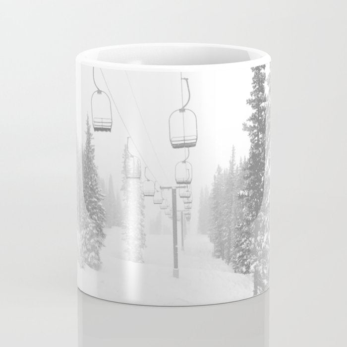 Empty Chairlift // Alone on the Mountain at Copper Whiteout Conditions Foggy Snowfall Coffee Mug Gallery Image 4