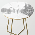 Empty Chairlift // Alone on the Mountain at Copper Whiteout Conditions Foggy Snowfall Side Table Gallery Image 2