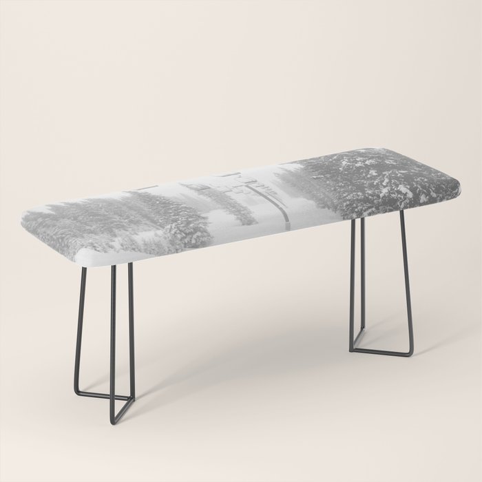 Empty Chairlift // Alone on the Mountain at Copper Whiteout Conditions Foggy Snowfall Bench Gallery Image 1