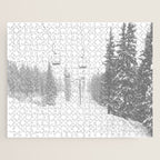 Empty Chairlift // Alone on the Mountain at Copper Whiteout Conditions Foggy Snowfall Jigsaw Puzzle Gallery Image 1