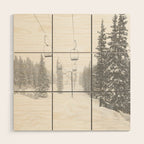 Empty Chairlift // Alone on the Mountain at Copper Whiteout Conditions Foggy Snowfall Wood Wall Art Gallery Image 1
