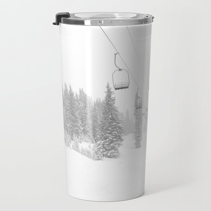 Empty Chairlift // Alone on the Mountain at Copper Whiteout Conditions Foggy Snowfall Travel Mug Gallery Image 3