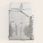 Empty Chairlift // Alone on the Mountain at Copper Whiteout Conditions Foggy Snowfall Duvet Cover Gallery Image 6