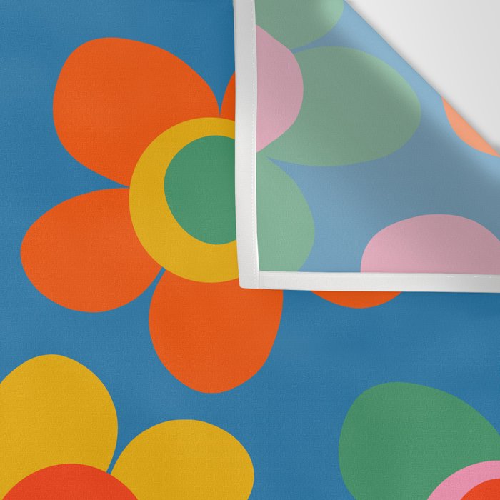 Maisie Flowers Cheerful Floral Pattern Blue Green Orange Yellow Pink Wall Tapestry Gallery Image 3
