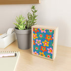 Maisie Flowers Cheerful Floral Pattern Blue Green Orange Yellow Pink Mini Art Print Gallery Image 2
