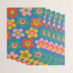 Maisie Flowers Cheerful Floral Pattern Blue Green Orange Yellow Pink Wrapping Paper Gallery Image 3