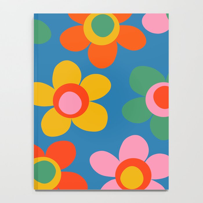 Maisie Flowers Cheerful Floral Pattern Blue Green Orange Yellow Pink Notebook Gallery Image 4