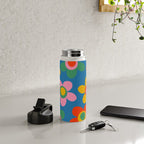 Maisie Flowers Cheerful Floral Pattern Blue Green Orange Yellow Pink Water Bottle Gallery Image 4