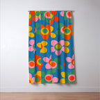 Maisie Flowers Cheerful Floral Pattern Blue Green Orange Yellow Pink Window Curtain Gallery Image 3