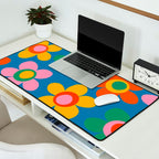 Maisie Flowers Cheerful Floral Pattern Blue Green Orange Yellow Pink Desk Mat Gallery Image 2