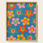 Maisie Flowers Cheerful Floral Pattern Blue Green Orange Yellow Pink Serving Tray Gallery Image 1