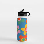 Maisie Flowers Cheerful Floral Pattern Blue Green Orange Yellow Pink Water Bottle Gallery Image 1
