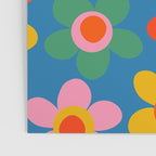 Maisie Flowers Cheerful Floral Pattern Blue Green Orange Yellow Pink Poster Gallery Image 3