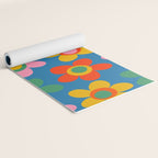 Maisie Flowers Cheerful Floral Pattern Blue Green Orange Yellow Pink Yoga Mat Gallery Image 2