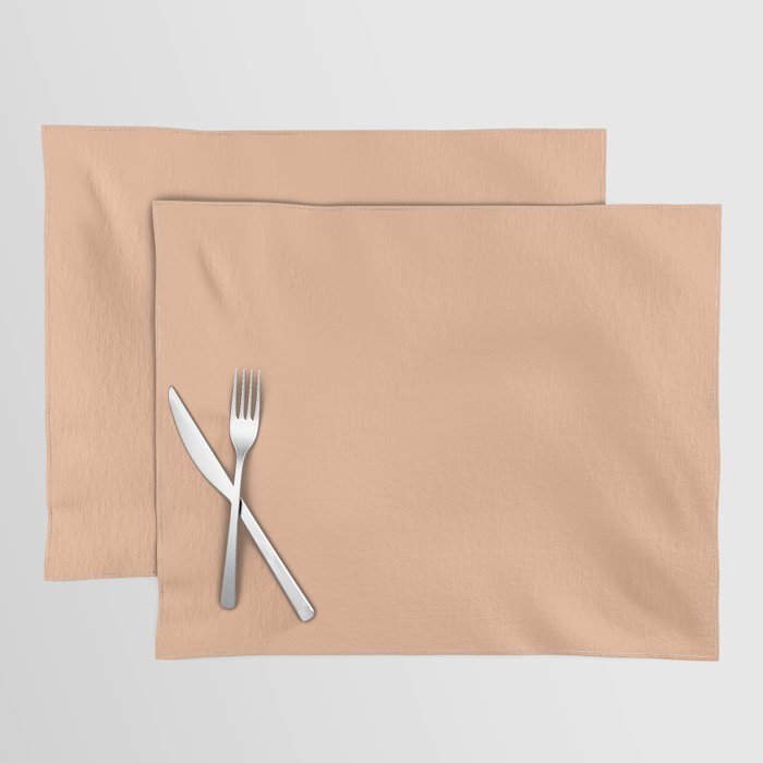 CARAMEL CREAM SOLID COLOR Plain Peach Pastel Shade Placemat Gallery Image 1