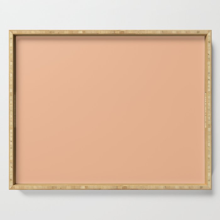 CARAMEL CREAM SOLID COLOR Plain Peach Pastel Shade Serving Tray Gallery Image 1