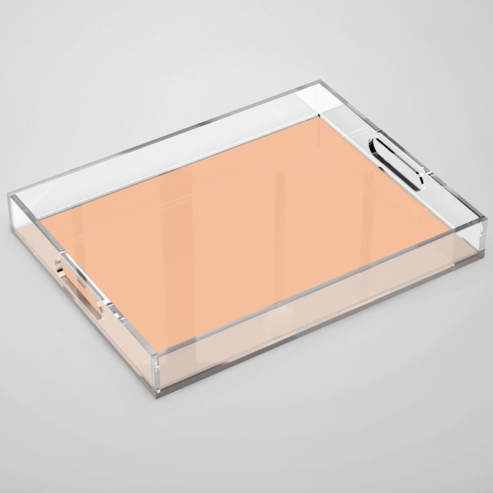 CARAMEL CREAM SOLID COLOR Plain Peach Pastel Shade Acrylic Tray Gallery Image 1