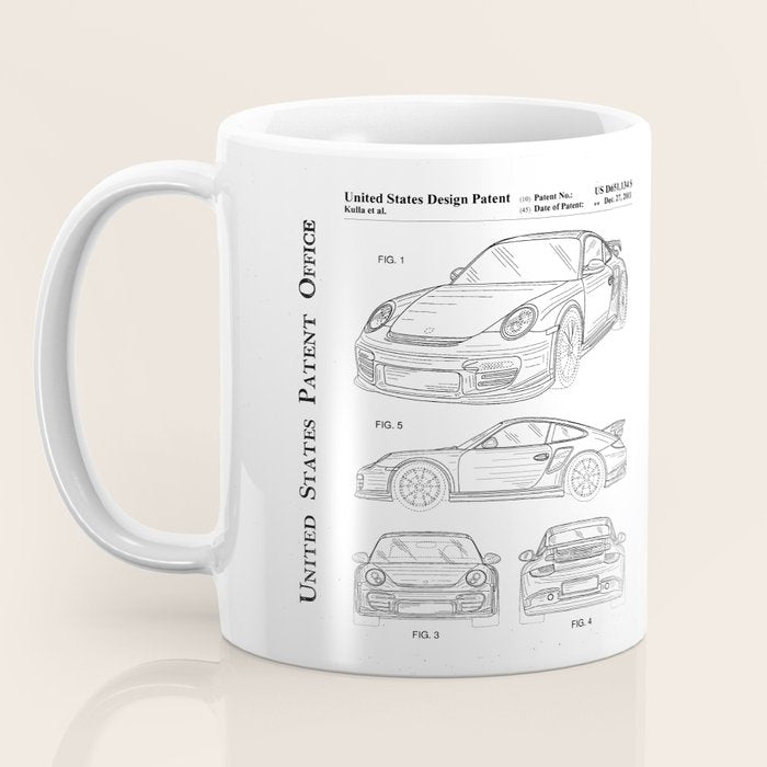Supercar Sports Car Patent - Car Lover Classic Car Art - White Coffee Mug Gallery Image 3