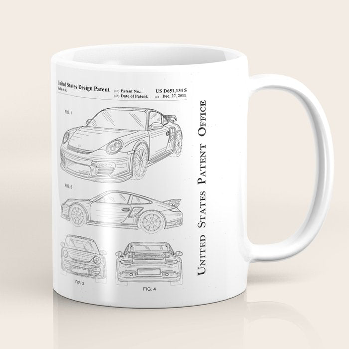 Supercar Sports Car Patent - Car Lover Classic Car Art - White Coffee Mug Gallery Image 1