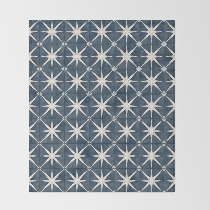 arlo star tile - stone blue Throw Blanket Gallery Image 2