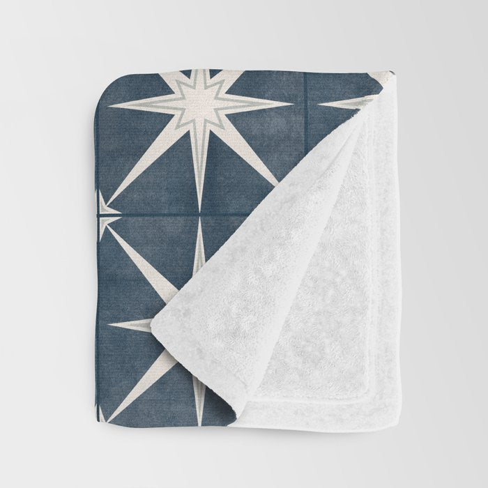 arlo star tile - stone blue Throw Blanket Gallery Image 3