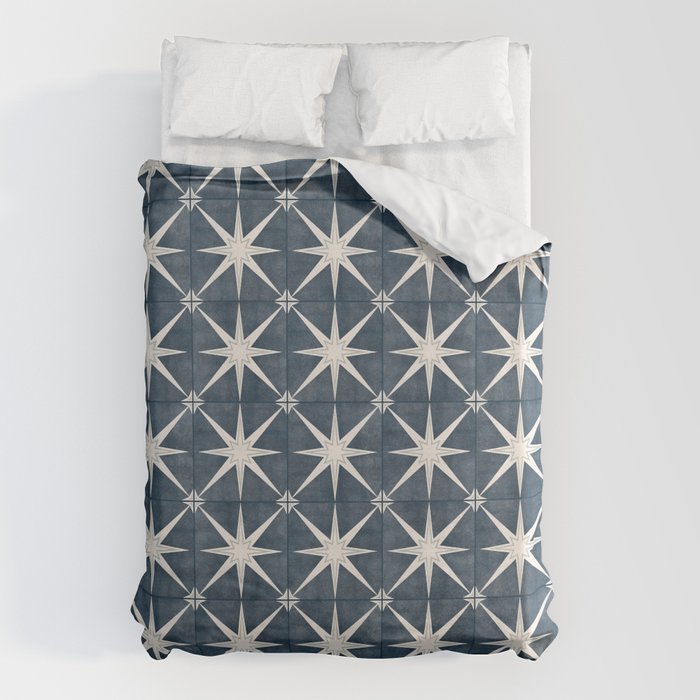 arlo star tile - stone blue Duvet Cover Gallery Image 1