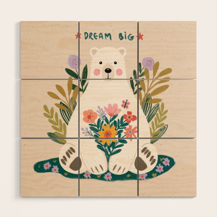 Dream Big Polar Bear Wood Wall Art Gallery Image 1