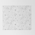 Black and white flower art pattern Throw Blanket Gallery Image 2