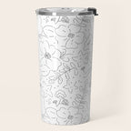 Black and white flower art pattern Travel Mug Gallery Image 2
