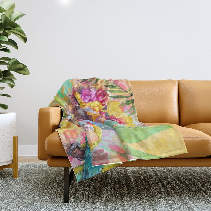 Tropical Grace And Ageless Elegance Without Limits Female Portrait Throw Blanket Gallery Image 1