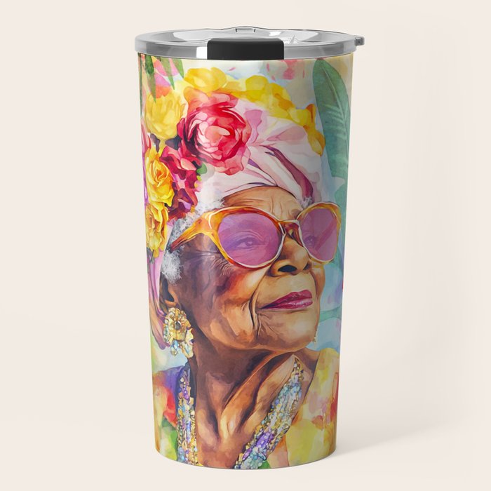 Tropical Grace And Ageless Elegance Without Limits Female Portrait Travel Mug Gallery Image 1