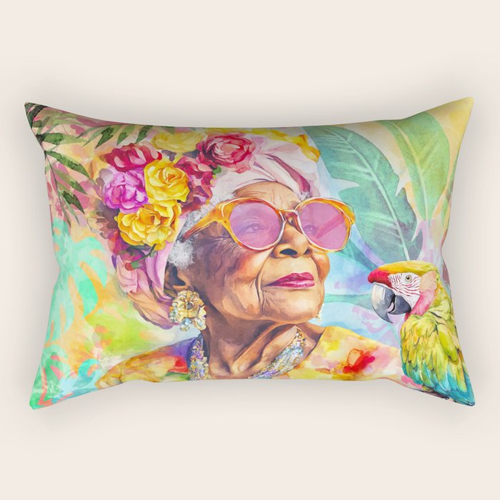 Tropical Grace And Ageless Elegance Without Limits Female Portrait Rectangular Pillow Gallery Image 1