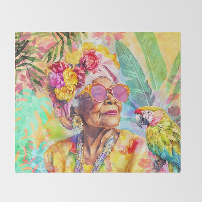 Tropical Grace And Ageless Elegance Without Limits Female Portrait Throw Blanket Gallery Image 2