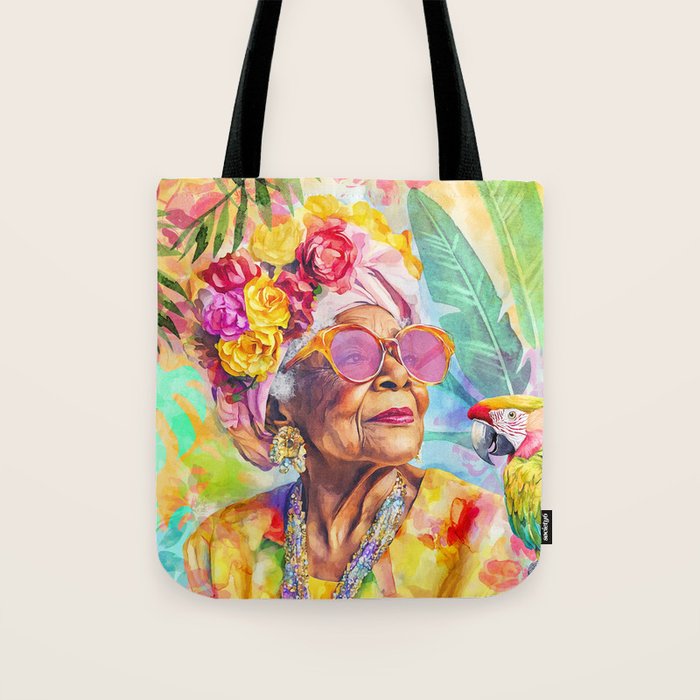 Tropical Grace And Ageless Elegance Without Limits Female Portrait Tote Bag Gallery Image 1
