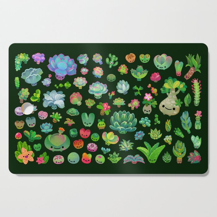 Baby succulents - mix (dark) Cutting Board Gallery Image 1
