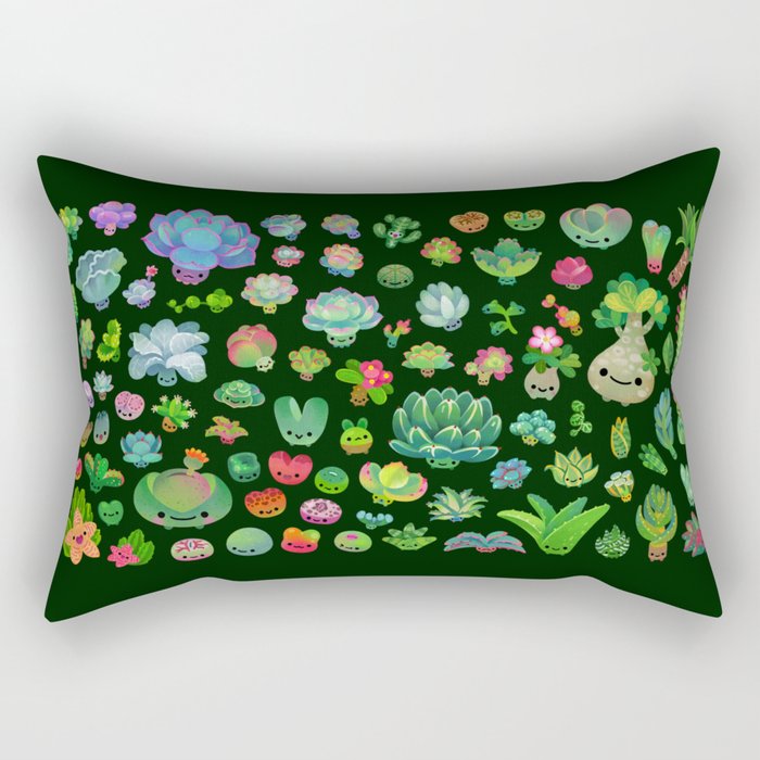 Baby succulents - mix (dark) Rectangular Pillow Gallery Image 2