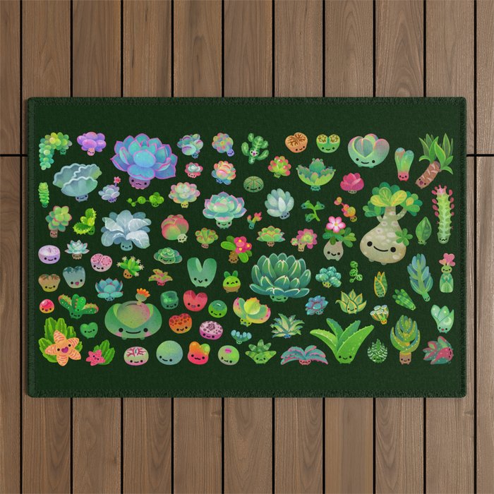 Baby succulents - mix (dark) Outdoor Rug Gallery Image 1