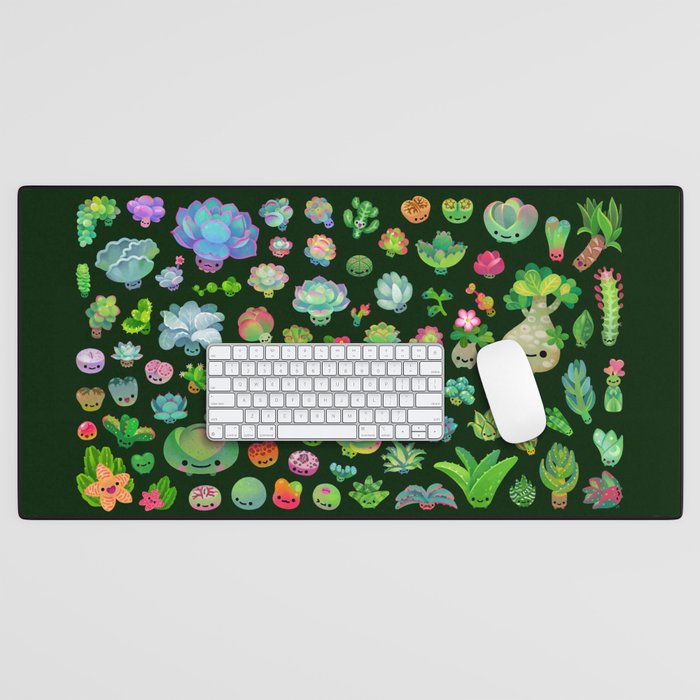 Baby succulents - mix (dark) Desk Mat Gallery Image 1