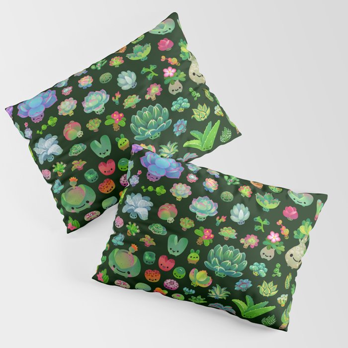 Baby succulents - mix (dark) Pillow Sham Gallery Image 3