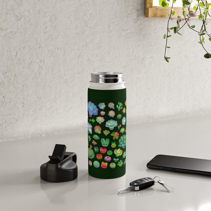 Baby succulents - mix (dark) Water Bottle Gallery Image 4