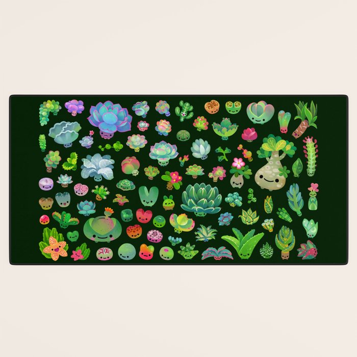Baby succulents - mix (dark) Desk Mat Gallery Image 3