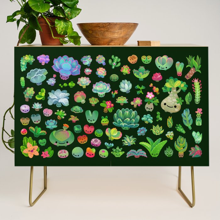 Baby succulents - mix (dark) Credenza Gallery Image 1