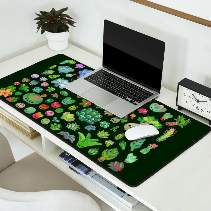 Baby succulents - mix (dark) Desk Mat Gallery Image 2