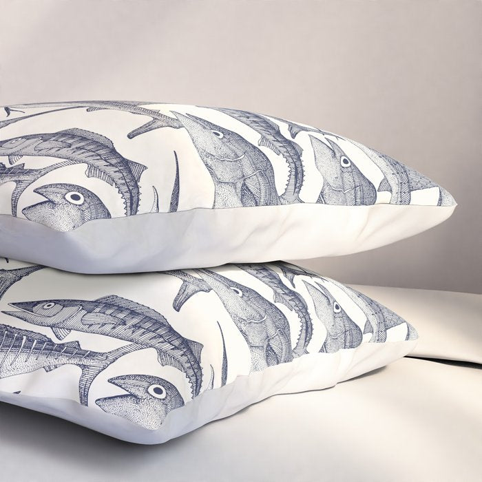 Atlantic fish blue Pillow Sham Gallery Image 3