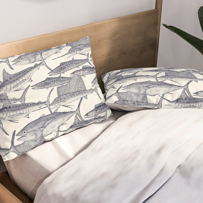 Atlantic fish blue Pillow Sham Gallery Image 2
